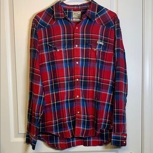 Lucky Brand Plaid Button-Up Shirt - Red and Blue Size Large EUC #2572